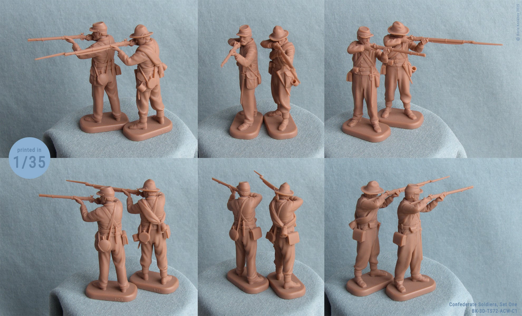 Confederate Soldiers, Set One by BORIS KNOKHOV - Wargaming3D